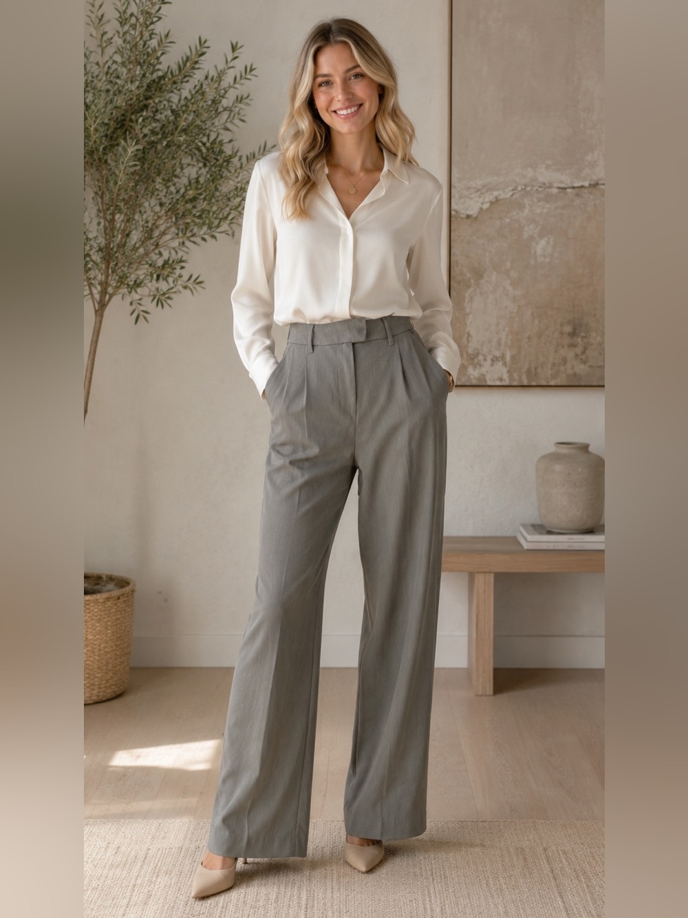 NWT American Eagle ($74.95Cad) Gray RHighRise Wide Leg Trouser